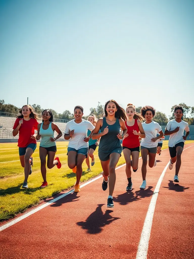 Students running track and field events, highlighting speed, endurance, and individual achievement.